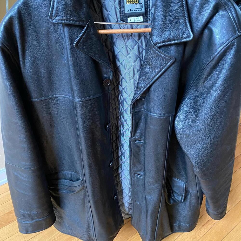 Men's BC Ethic Black Leather Jacket Size L